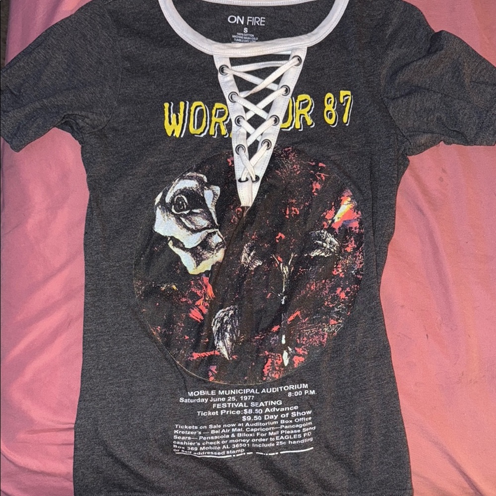 On Fire Charcoal Graphic Lace-Up Tee